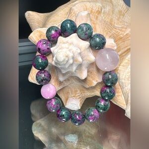 PASSION RUBY IN ZOISITE NATURAL STONES BRACELET size7”